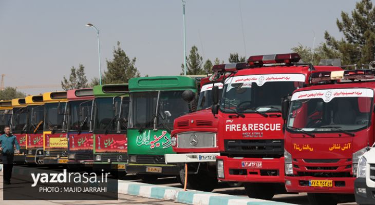 آئین بدرقه کاروان خدمت‌رسانی درون مرزی شهرداری یزد